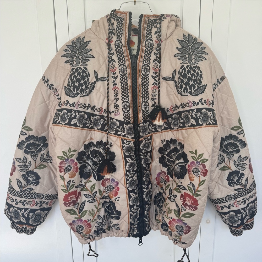 Amazing Farm Rio Romantic Garden Puffer Jacket, Reversible in XS